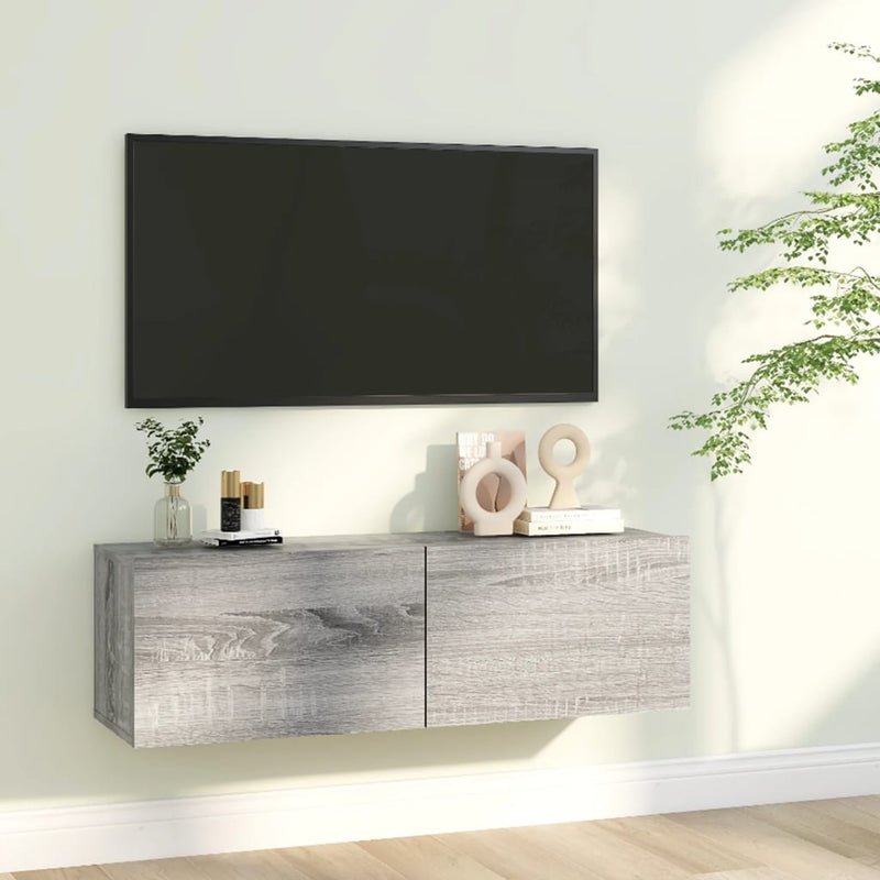 Tv-wandmeubel 100x30x30 cm bewerkt hout grijs sonoma eikenkleur MeubelReus