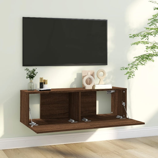 Tv-wandmeubel 100x30x30 cm bewerkt hout bruin eikenkleur MeubelReus
