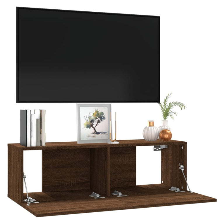 Tv-wandmeubel 100x30x30 cm bewerkt hout bruin eikenkleur MeubelReus