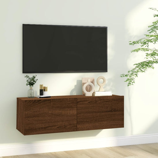 Tv-wandmeubel 100x30x30 cm bewerkt hout bruin eikenkleur MeubelReus