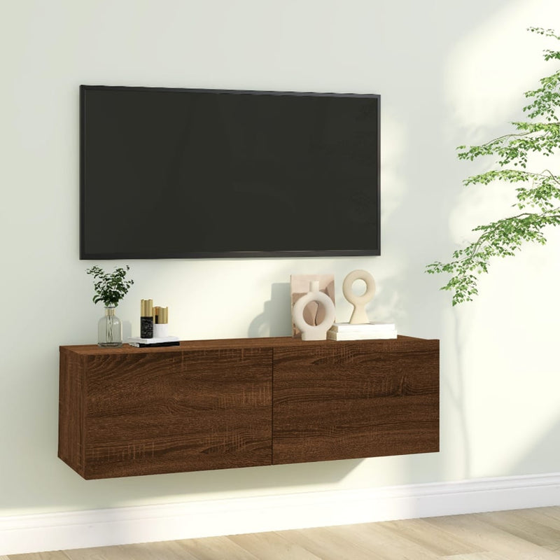 Tv-wandmeubel 100x30x30 cm bewerkt hout bruin eikenkleur MeubelReus