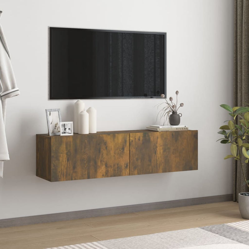 Tv-wandmeubel 120x30x30 cm bewerkt hout gerookt eikenkleurig MeubelReus