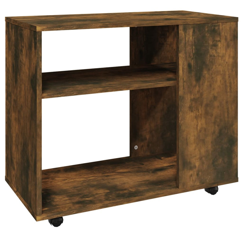 Bijzettafel 70x35x55 cm bewerkt hout gerookt eikenkleurig