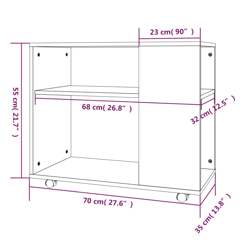 Bijzettafel 70x35x55 cm bewerkt hout bruin eikenkleur MeubelReus