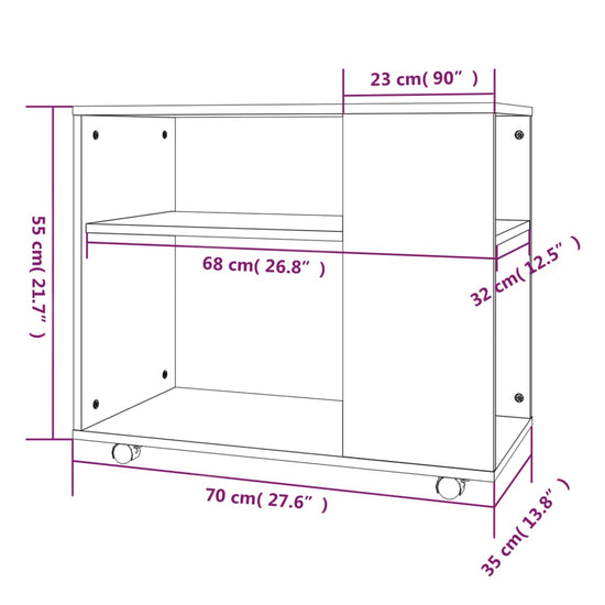Bijzettafel 70x35x55 cm bewerkt hout bruin eikenkleur MeubelReus