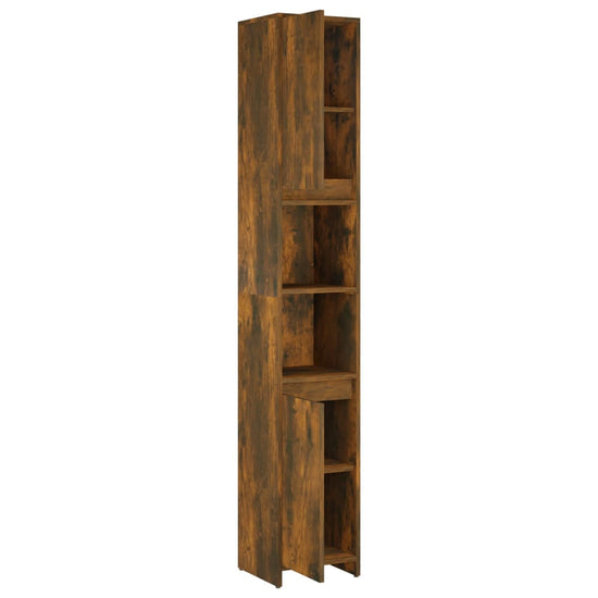 Badkamerkast 30x30x183,5 cm bewerkt hout gerookt eikenkleurig MeubelReus