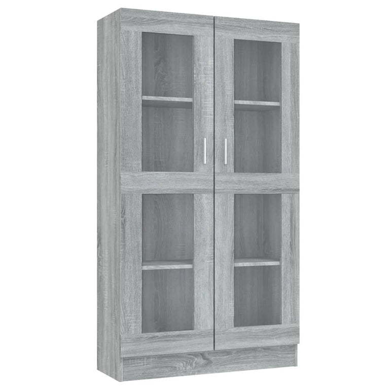 Vitrinekast 82,5x30,5x150 cm bewerkt hout grijs sonoma eiken