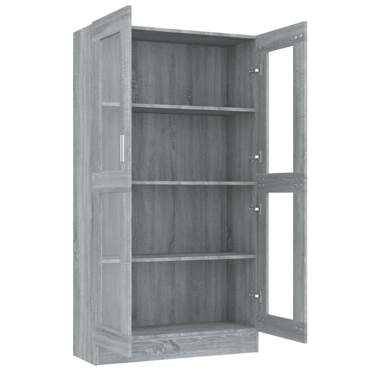Vitrinekast 82,5x30,5x150 cm bewerkt hout grijs sonoma eiken