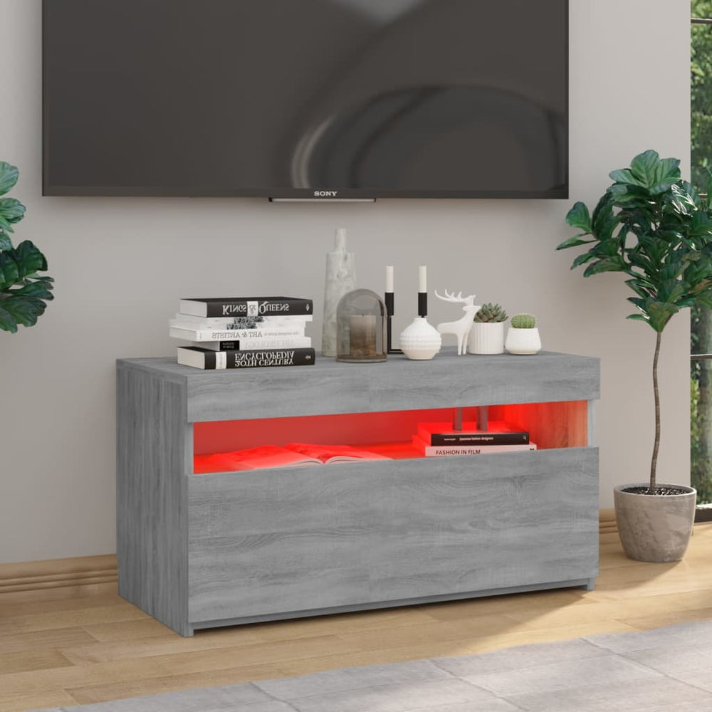 Tv-meubel met LED-verlichting 75x35x40 cm grijs sonoma eiken MeubelReus