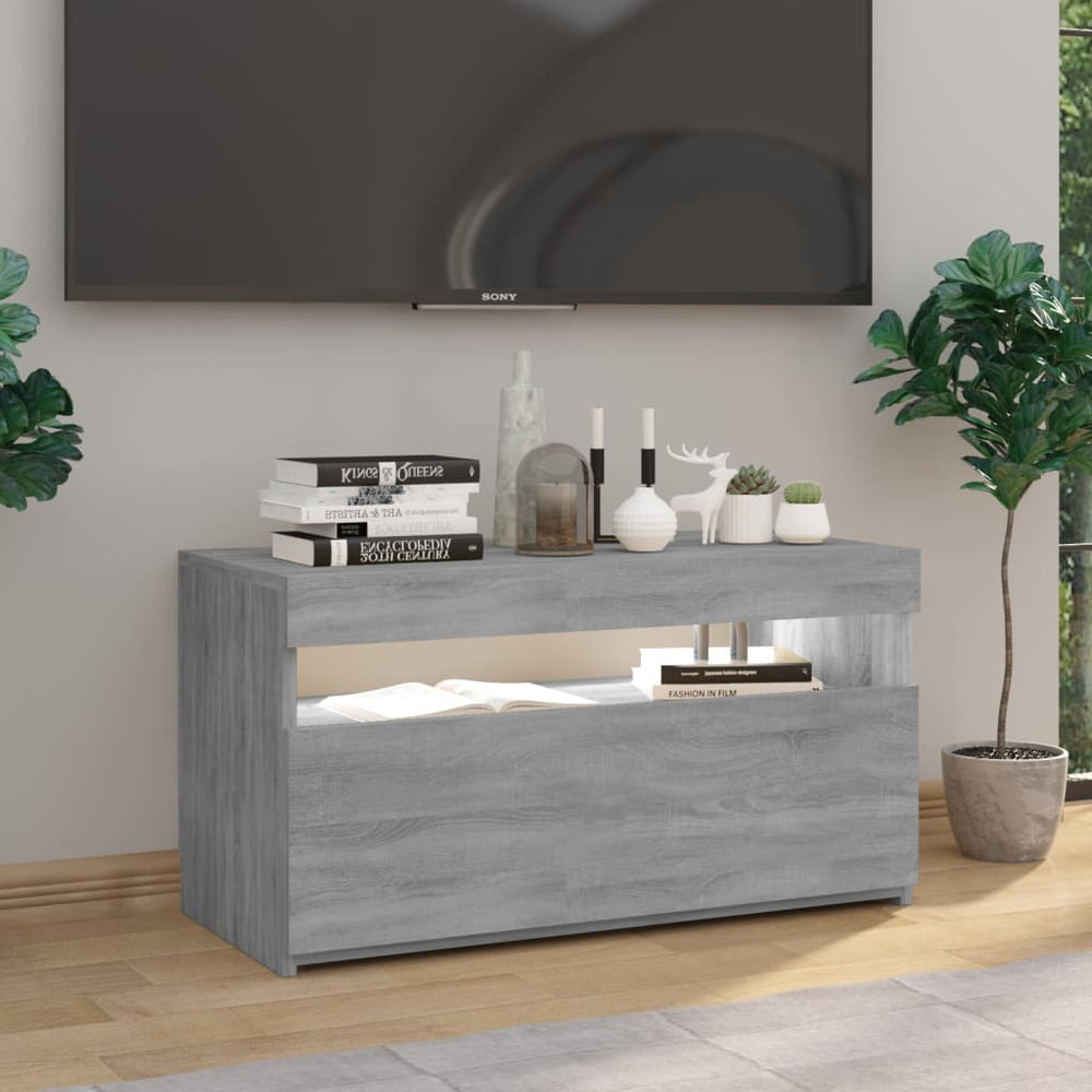 Tv-meubel met LED-verlichting 75x35x40 cm grijs sonoma eiken MeubelReus