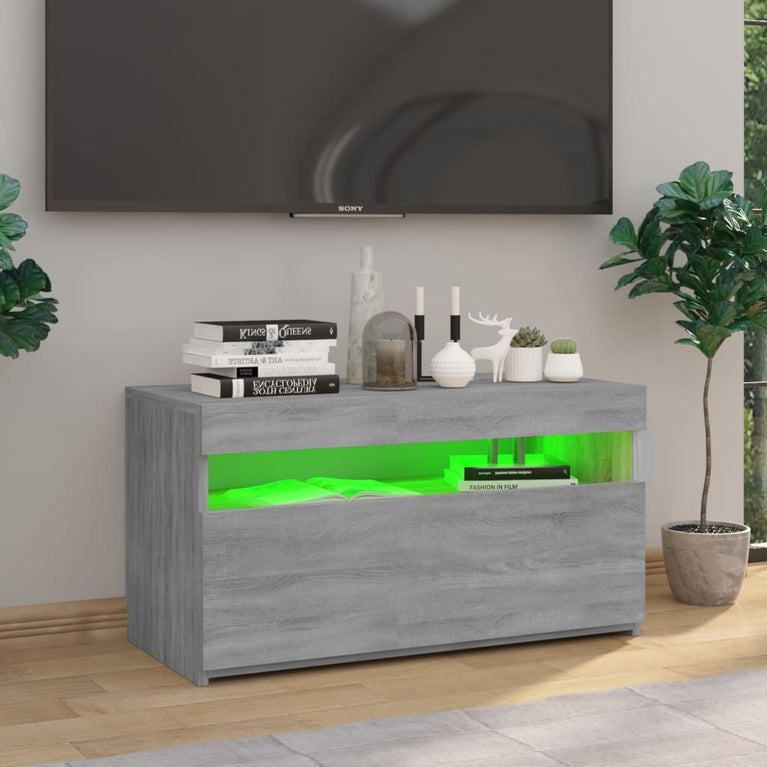 Tv-meubel met LED-verlichting 75x35x40 cm grijs sonoma eiken MeubelReus