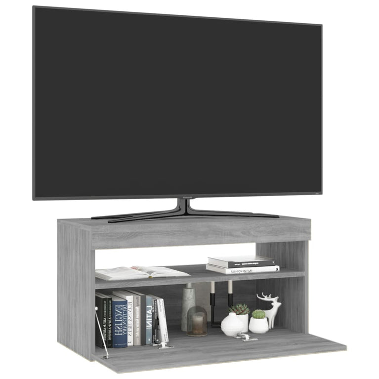 Tv-meubel met LED-verlichting 75x35x40 cm grijs sonoma eiken MeubelReus