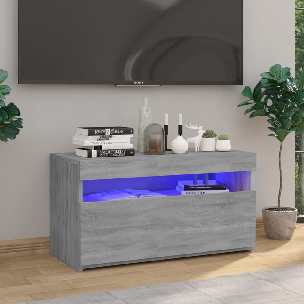 Tv-meubel met LED-verlichting 75x35x40 cm grijs sonoma eiken MeubelReus