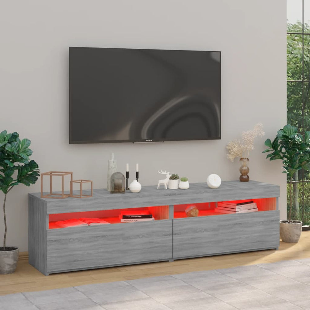 Tv-meubelen met LED-verlichting 2 st 75x35x40 cm grijs sonoma MeubelReus
