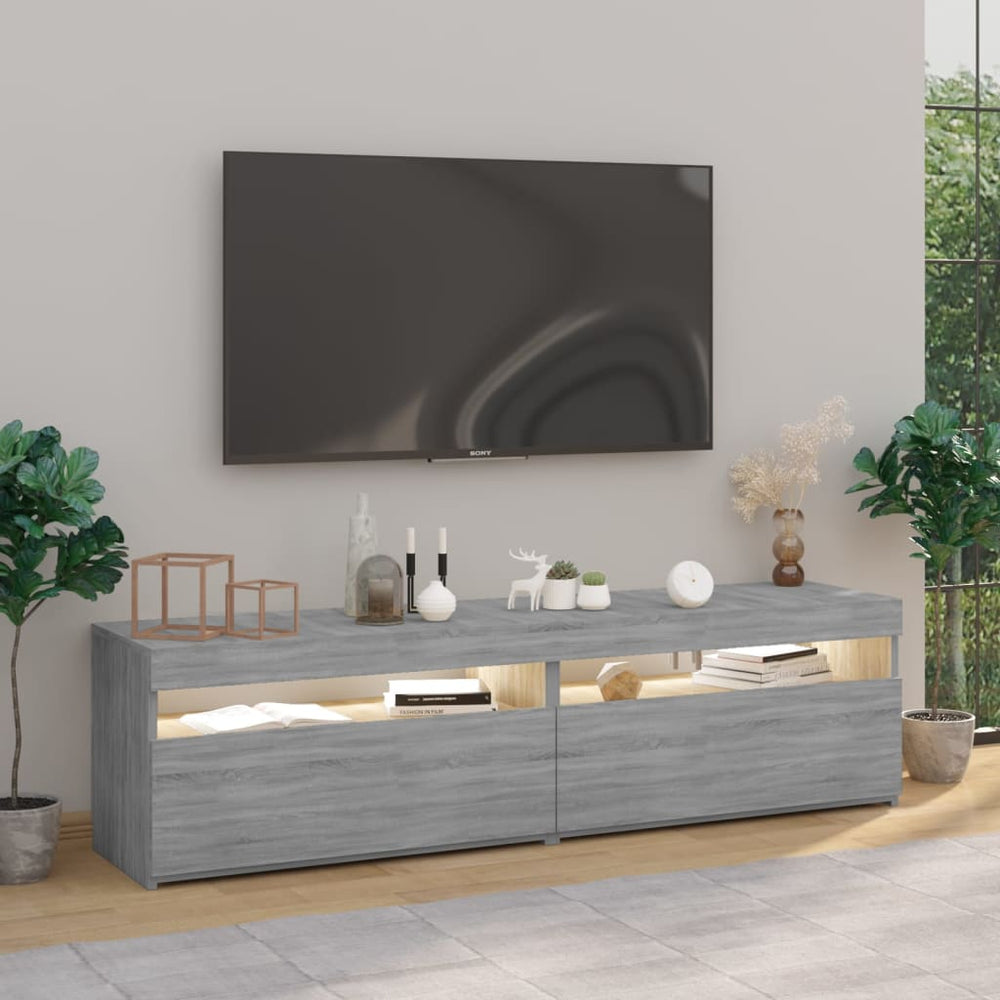 Tv-meubelen met LED-verlichting 2 st 75x35x40 cm grijs sonoma MeubelReus