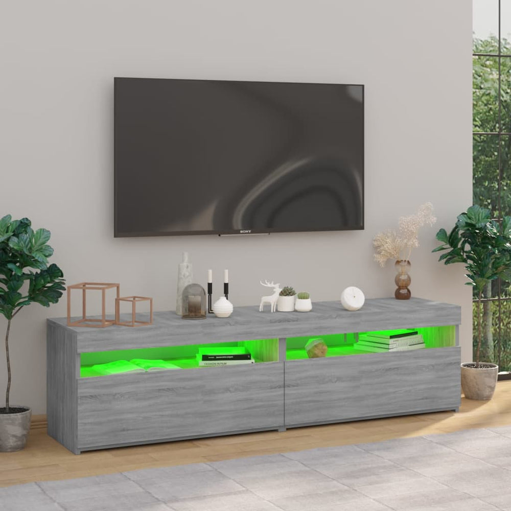 Tv-meubelen met LED-verlichting 2 st 75x35x40 cm grijs sonoma MeubelReus