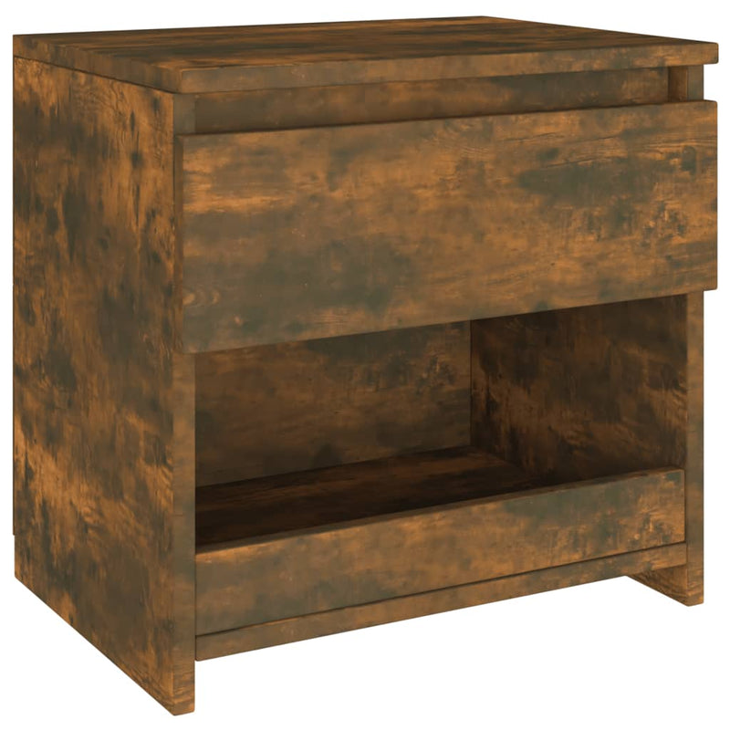 Nachtkastje 40x30x39 cm bewerkt hout gerookt eikenkleurig MeubelReus