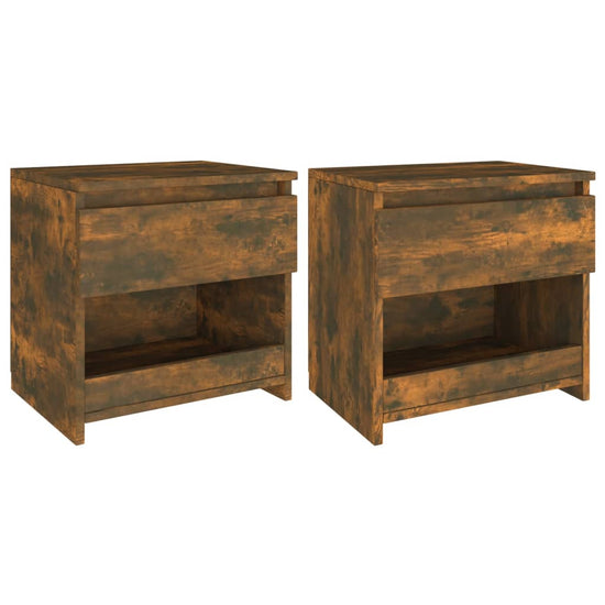Nachtkastjes 2 st 40x30x39 cm bewerkt hout gerookt eikenkleurig MeubelReus