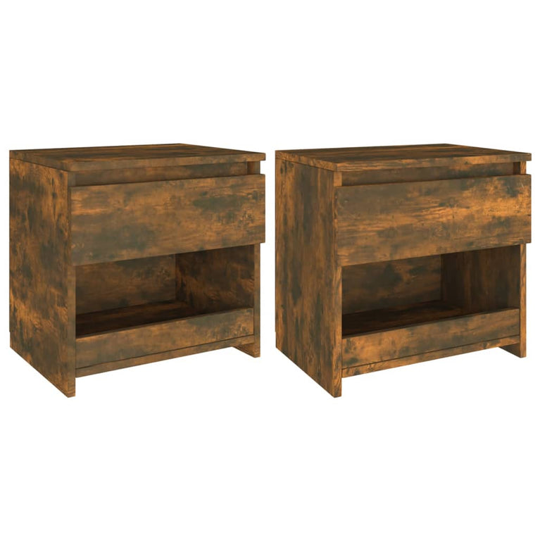 Nachtkastjes 2 st 40x30x39 cm bewerkt hout gerookt eikenkleurig MeubelReus