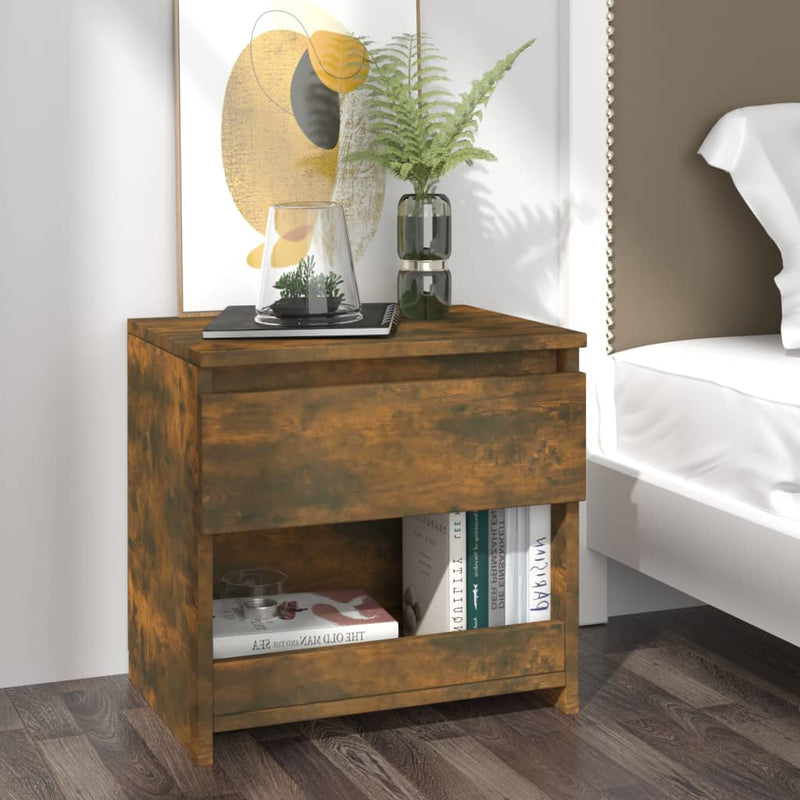 Nachtkastjes 2 st 40x30x39 cm bewerkt hout gerookt eikenkleurig MeubelReus