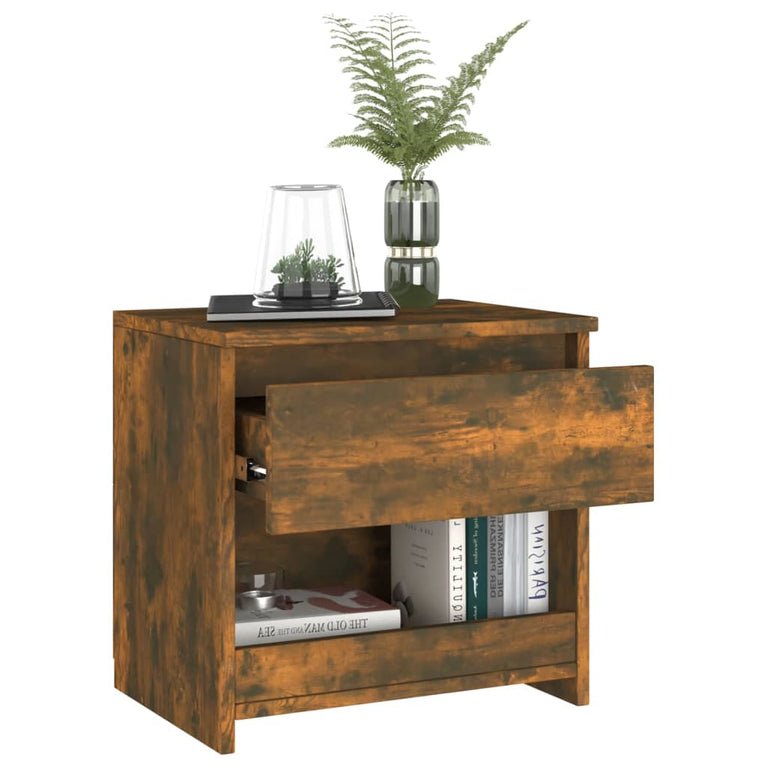Nachtkastjes 2 st 40x30x39 cm bewerkt hout gerookt eikenkleurig MeubelReus