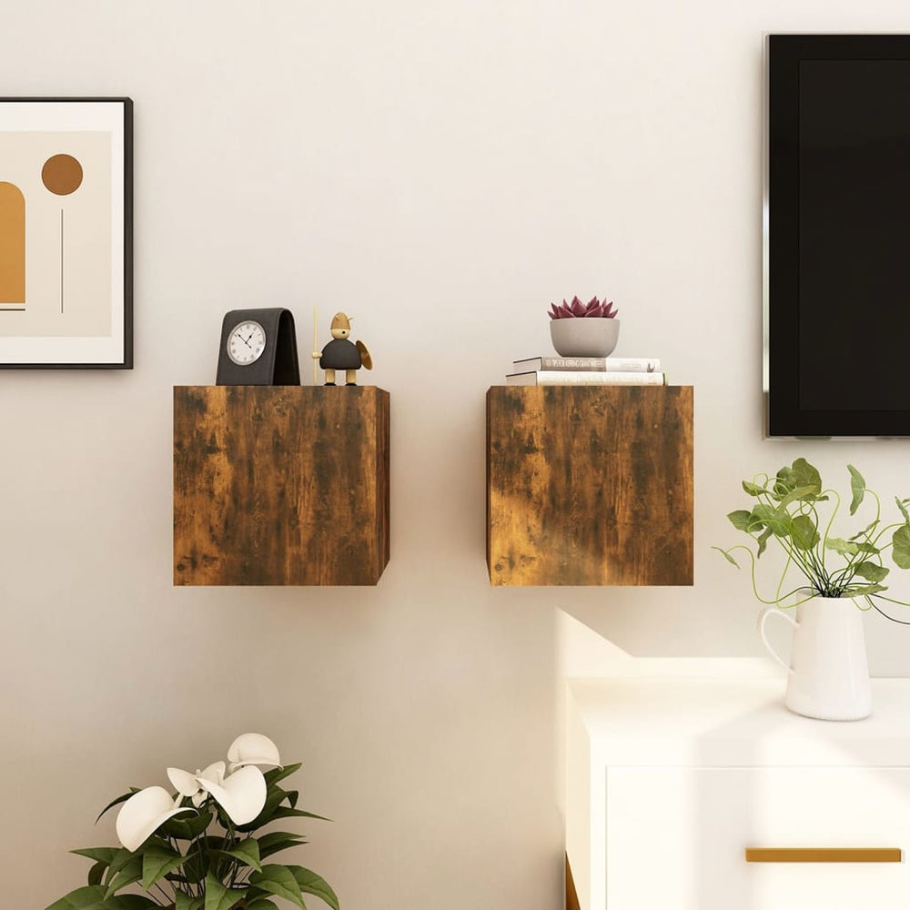 Tv-wandmeubelen 2 st 30,5x30x30 cm gerookt eikenkleurig MeubelReus