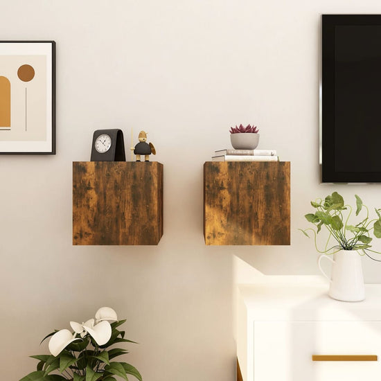 Tv-wandmeubelen 2 st 30,5x30x30 cm gerookt eikenkleurig MeubelReus