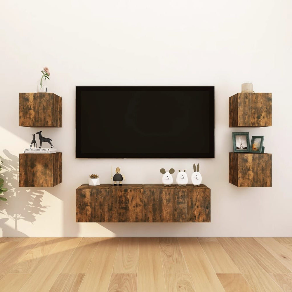 Tv-wandmeubelen 2 st 30,5x30x30 cm gerookt eikenkleurig MeubelReus