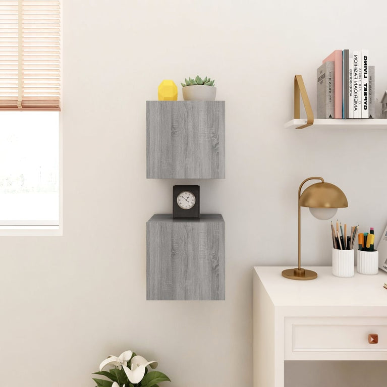 Tv-wandmeubelen 2 st 30,5x30x30 cm grijs sonoma eikenkleurig MeubelReus
