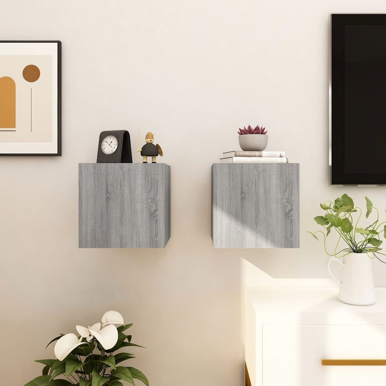 Tv-wandmeubelen 2 st 30,5x30x30 cm grijs sonoma eikenkleurig MeubelReus