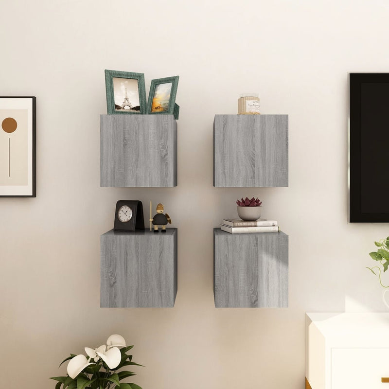 Tv-wandmeubelen 4 st 30,5x30x30 cm grijs sonoma eikenkleurig MeubelReus