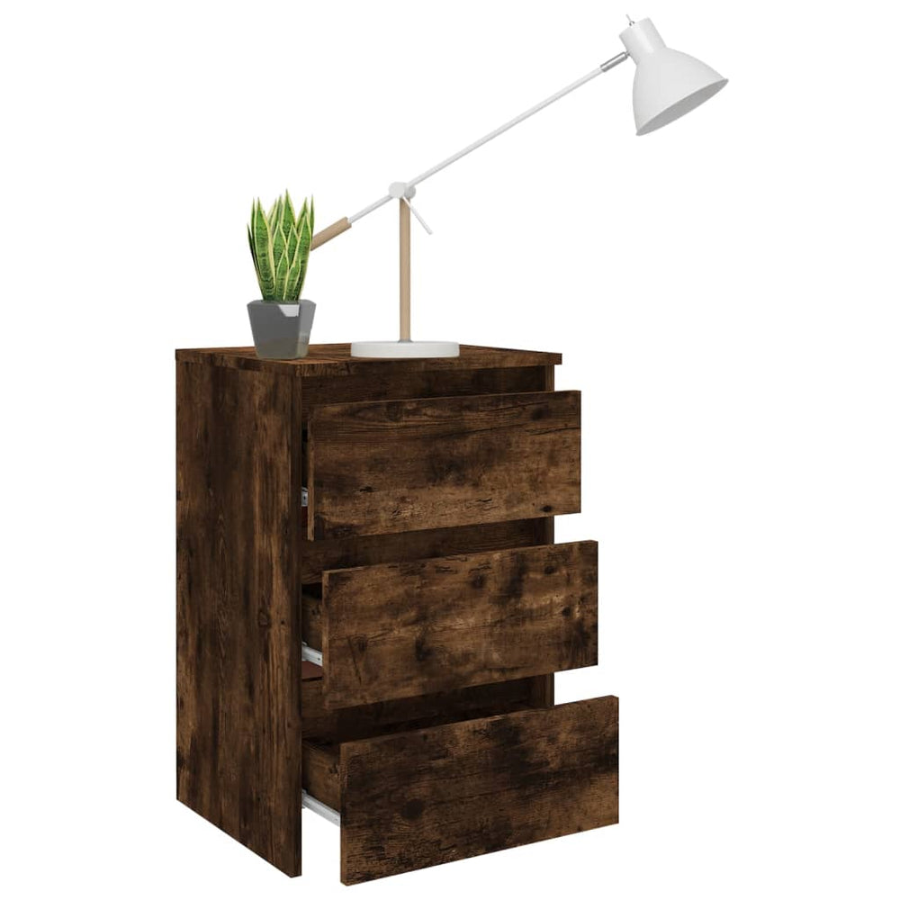 Nachtkastje 40x35x62,5 cm bewerkt hout gerookt eikenkleurig MeubelReus