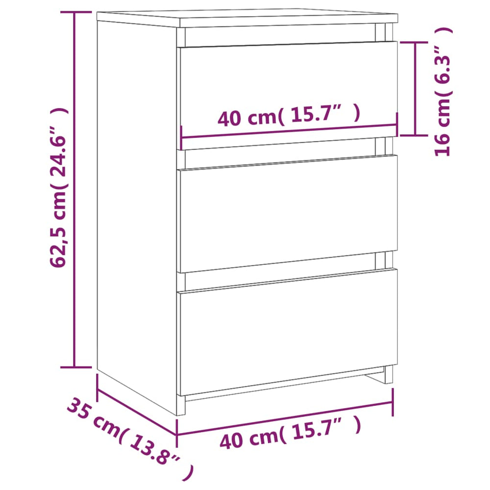Nachtkastje 40x35x62,5 cm bewerkt hout gerookt eikenkleurig MeubelReus