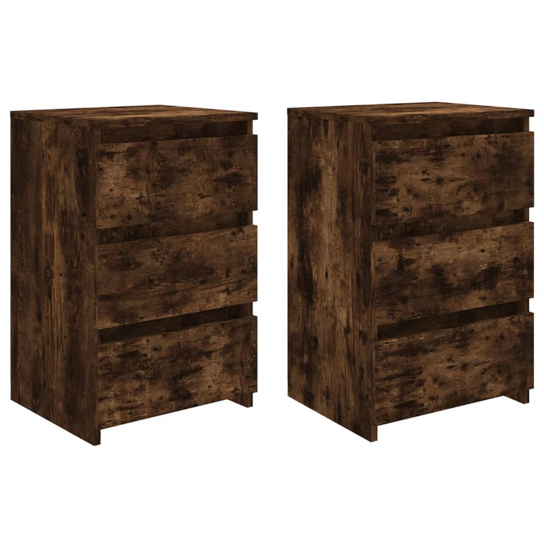Nachtkastjes 2 st 40x35x62,5 cm bewerkt hout gerookt eikenkleur MeubelReus