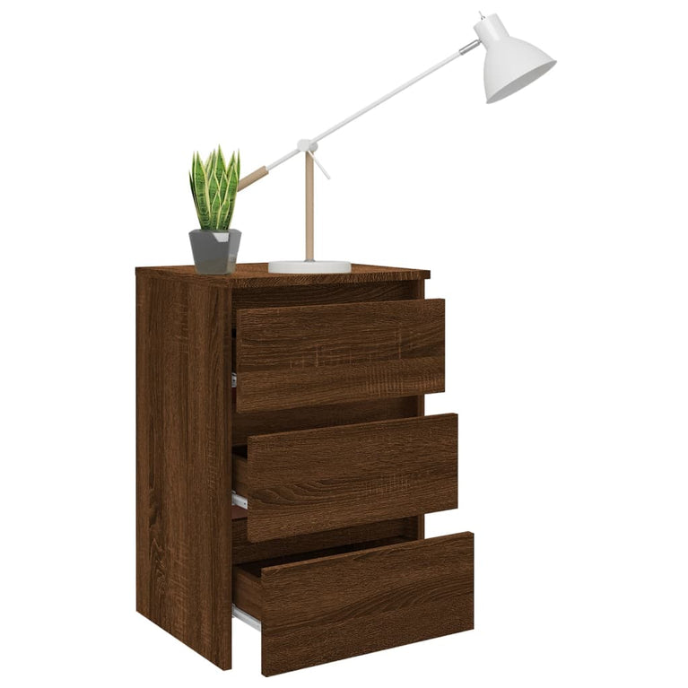 Nachtkastje 40x35x62,5 cm bewerkt hout bruin eikenkleur