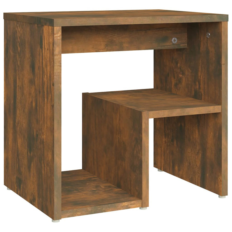 Nachtkastje 40x30x40 cm bewerkt hout gerookt eikenkleurig