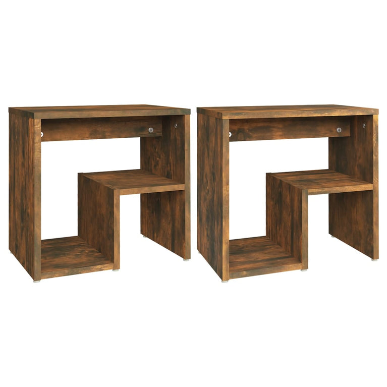 Nachtkastjes 2 st 40x30x40 cm bewerkt hout gerookt eikenkleurig