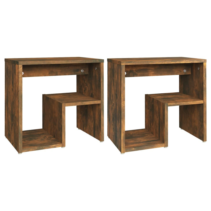 Nachtkastjes 2 st 40x30x40 cm bewerkt hout gerookt eikenkleurig