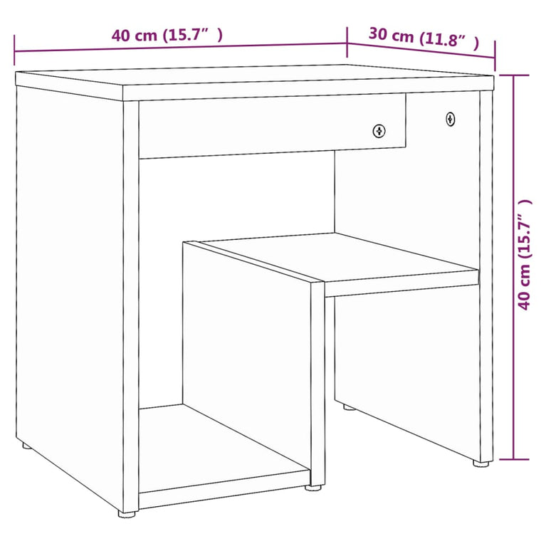 Nachtkastjes 2 st 40x30x40 cm bewerkt hout gerookt eikenkleurig