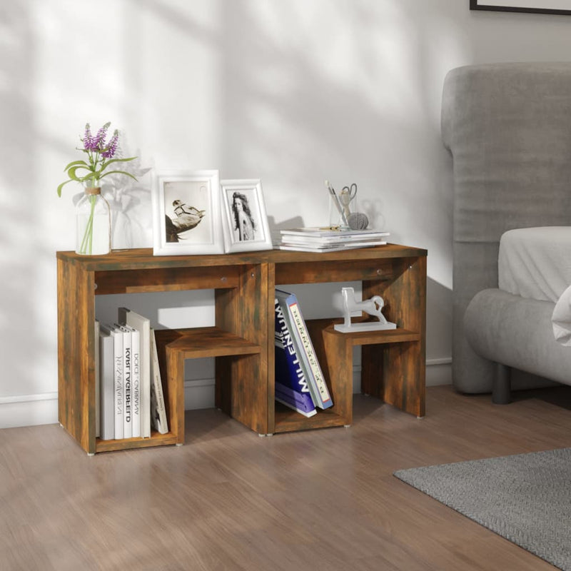 Nachtkastjes 2 st 40x30x40 cm bewerkt hout gerookt eikenkleurig