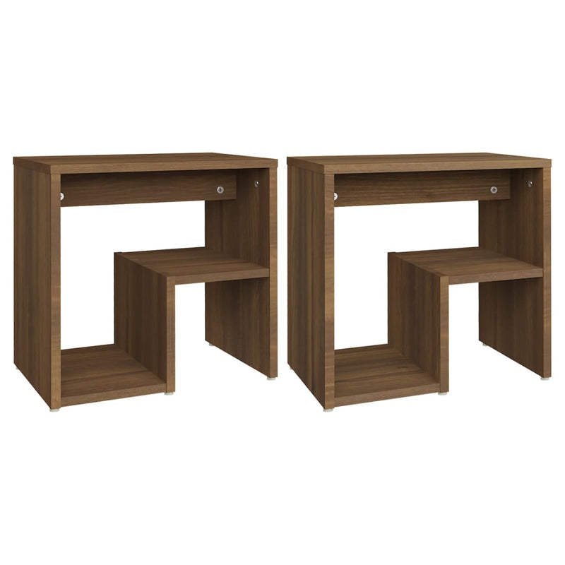 Nachtkastjes 2 st 40x30x40 cm bewerkt hout bruin eikenkleur MeubelReus