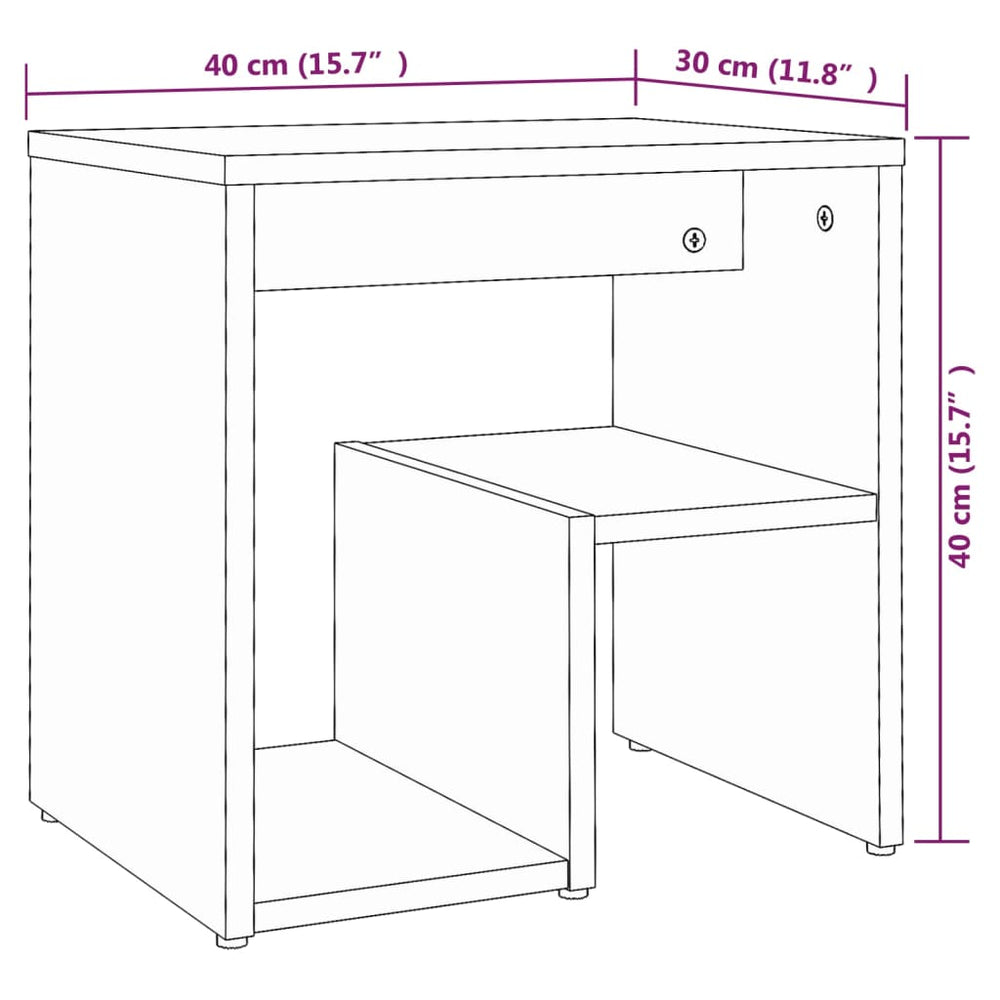 Nachtkastjes 2 st 40x30x40 cm bewerkt hout bruin eikenkleur MeubelReus