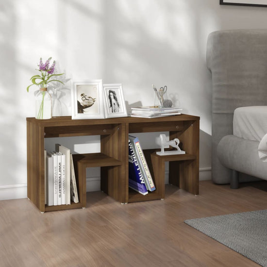 Nachtkastjes 2 st 40x30x40 cm bewerkt hout bruin eikenkleur MeubelReus