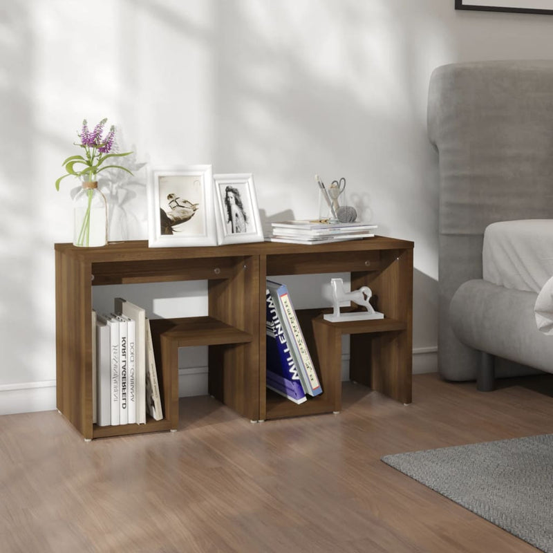 Nachtkastjes 2 st 40x30x40 cm bewerkt hout bruin eikenkleur MeubelReus