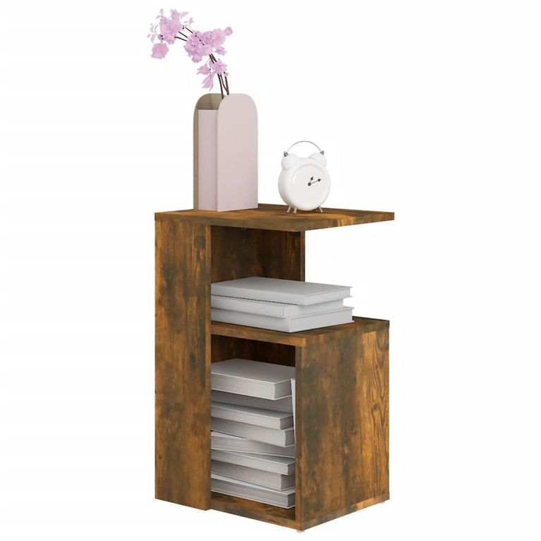 Bijzettafel 36x30x56 cm bewerkt hout gerookt eikenkleurig
