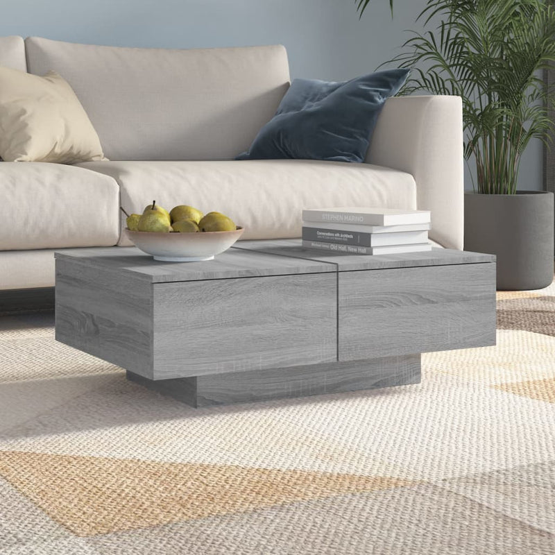 Salontafel 90x60x31 cm bewerkt hout grijs sonoma eikenkleurig MeubelReus