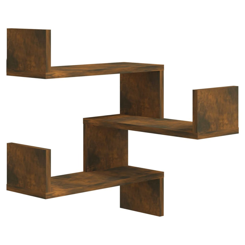 Hoekwandschap 40x40x50 cm bewerkt hout gerookt eikenkleurig MeubelReus