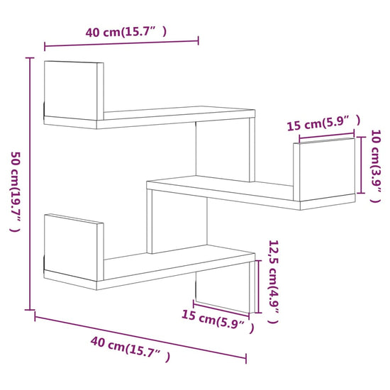 Hoekwandschap 40x40x50 cm bewerkt hout gerookt eikenkleurig MeubelReus