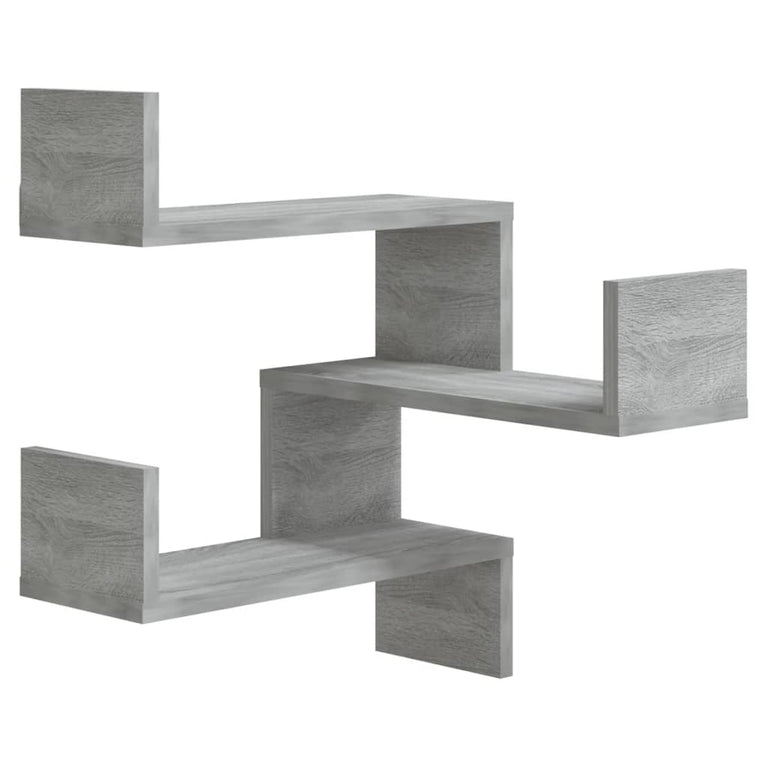Hoekwandschap 40x40x50 cm bewerkt hout grijs sonoma eikenkleur
