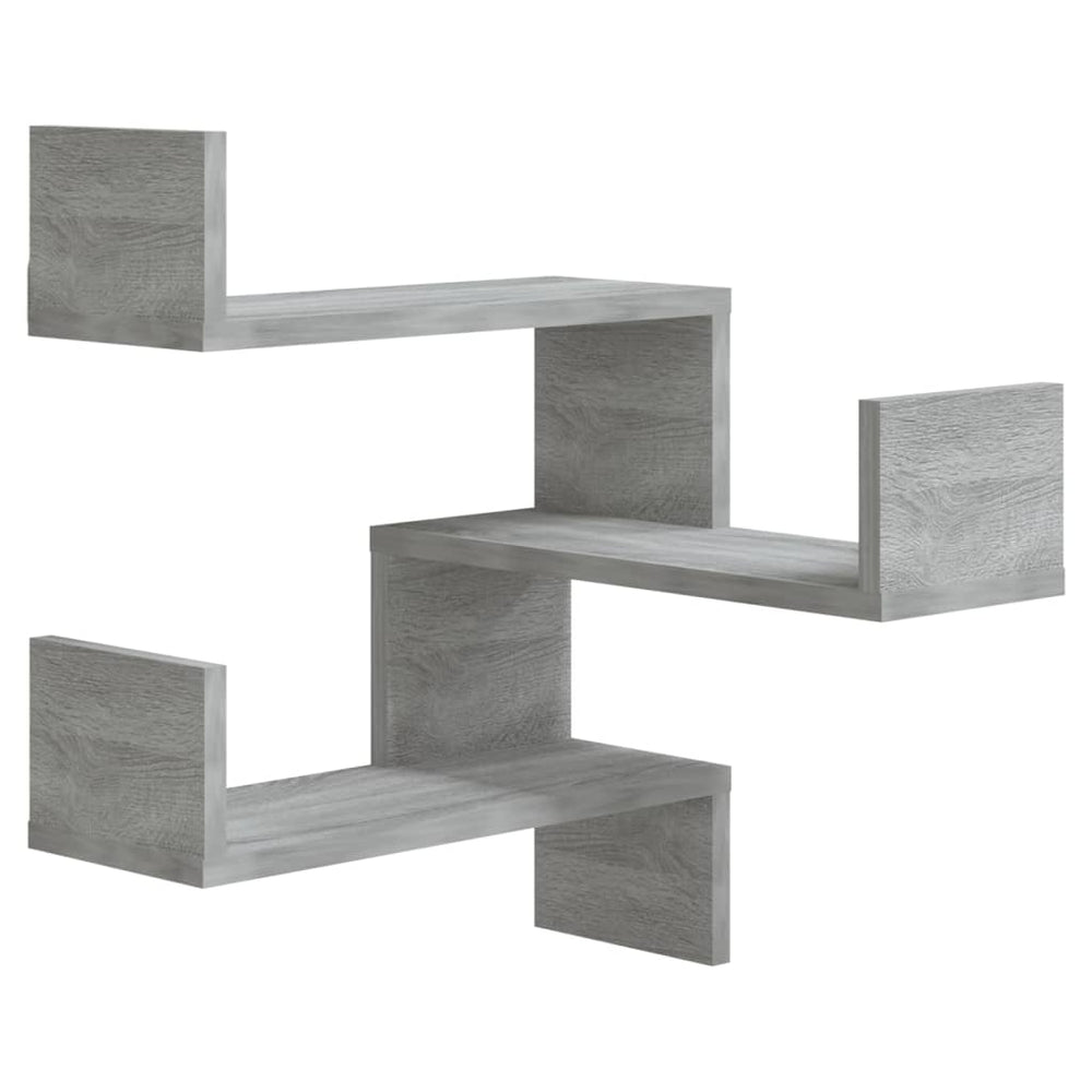 Hoekwandschappen 2 st 40x40x50 cm bewerkt hout grijs sonoma MeubelReus